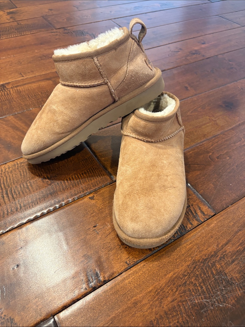 UGG Kids Chestnut Suede Slip-On Shearling Booties
